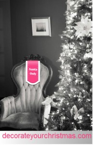 Christmas decorations and santa chair